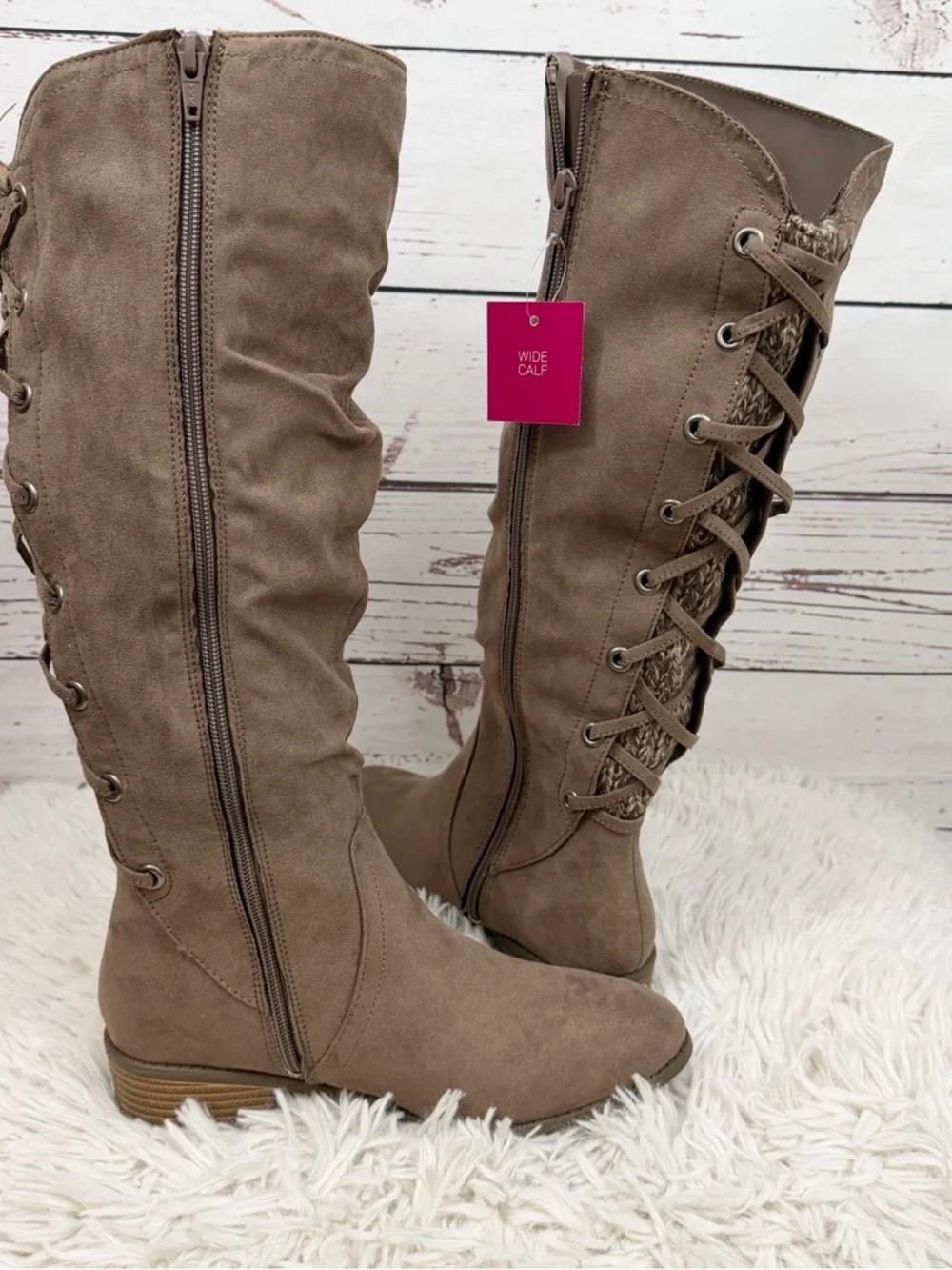 Kohl's SO Othonna Taupe Slouchy Knee High Boots Size 8.5 Wide Calf NIB